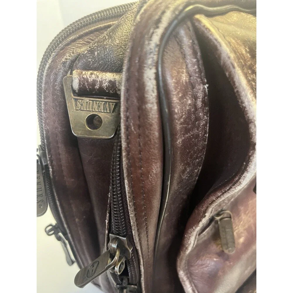 Vintage Leather Bag Avenues America Laptop Brief Case Distressed Shoulder Strap